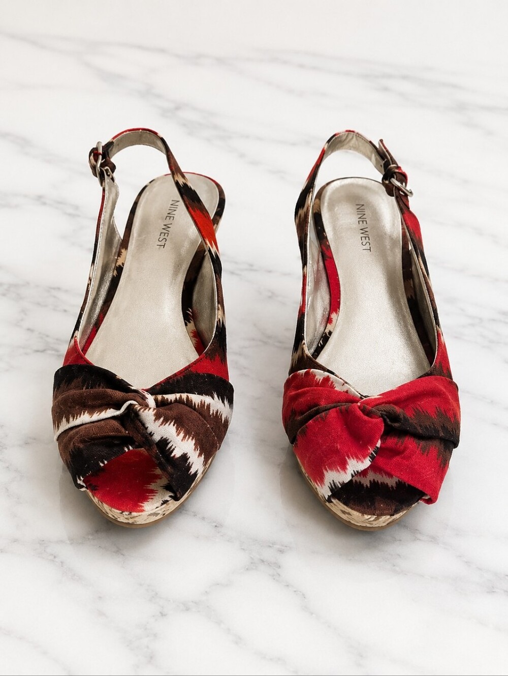 IKAT Print Cork Wedge Sandals